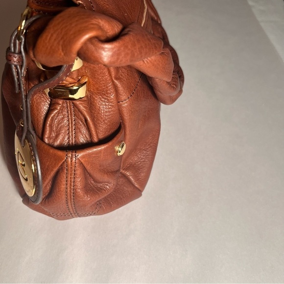 B. MAKOWSKY Brown LEATHER SATCHEL HANDBAG WITH Twisted STRAP SHOULDER PURSE - Picture 16 of 16